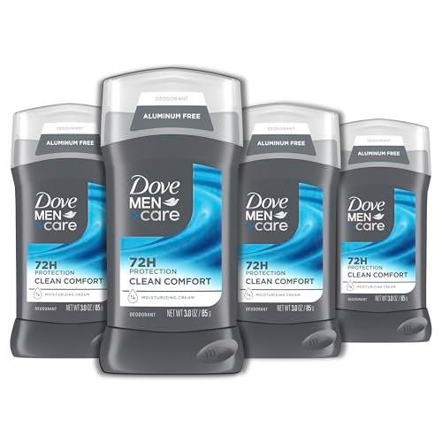 DOVE MEN + CARE Deodorant Stick für Männer Clean Comfort, 4er-Pack, aluminiumfrei, 72-Stunden-Geruchsschutz, mit 1/4 Feuchtigkeitscreme, 3 oz (4 Stück)