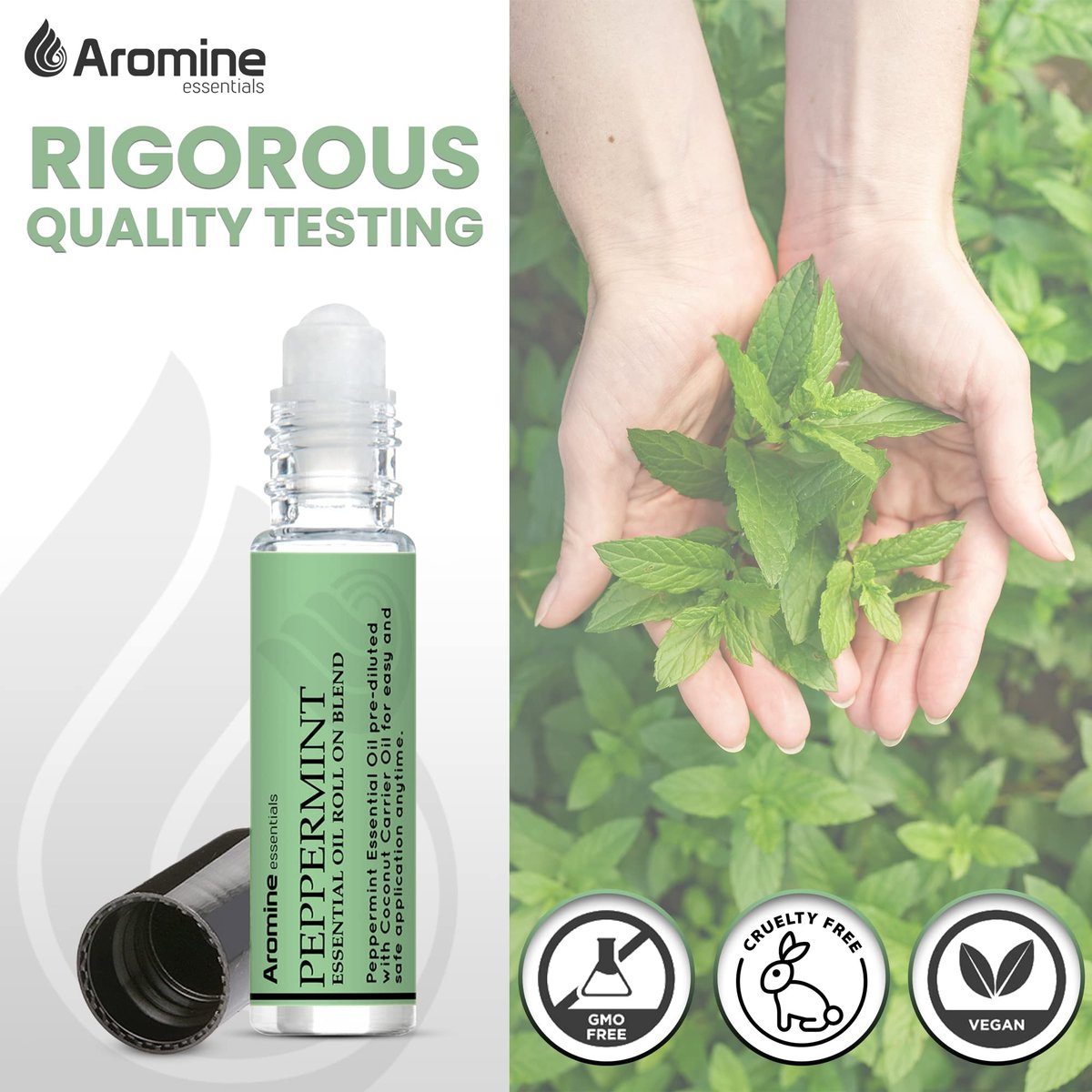 Pfefferminz Ätherisches Öl Roll-On, vorverdünnt 10ml (2er-Pack) – Premium Qualität, therapeutische Qualität, topisch anwendbar, Aromatherapieöl
