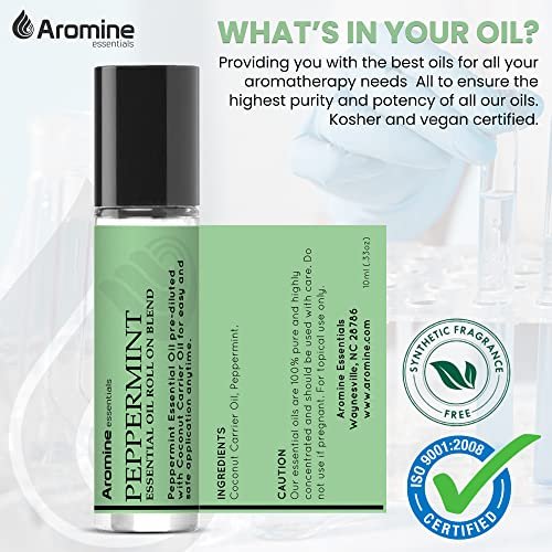 Pfefferminz Ätherisches Öl Roll-On, vorverdünnt 10ml (2er-Pack) – Premium Qualität, therapeutische Qualität, topisch anwendbar, Aromatherapieöl