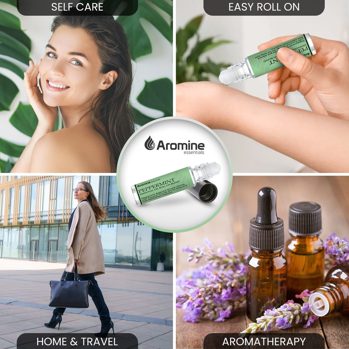 Pfefferminz Ätherisches Öl Roll-On, vorverdünnt 10ml (2er-Pack) – Premium Qualität, therapeutische Qualität, topisch anwendbar, Aromatherapieöl