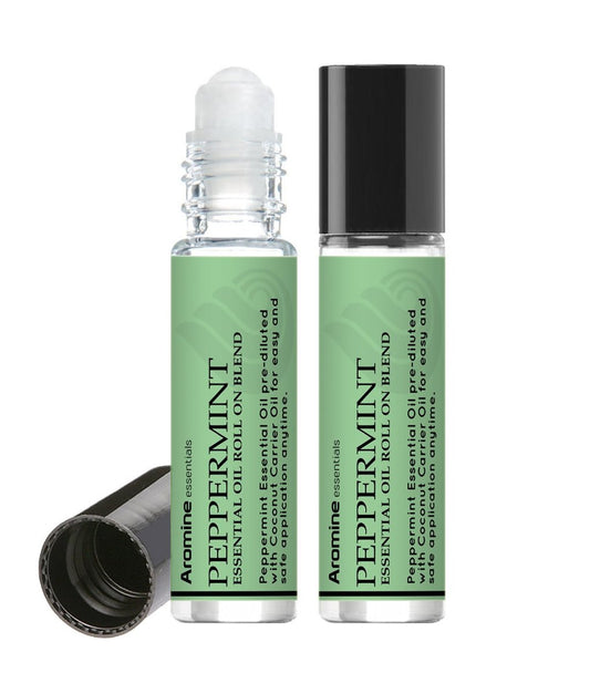 Pfefferminz Ätherisches Öl Roll-On, vorverdünnt 10ml (2er-Pack) – Premium Qualität, therapeutische Qualität, topisch anwendbar, Aromatherapieöl