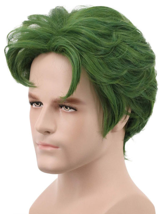 Yuehong Kurze Grüne Lockige Perücke für Herren – Anime Clown Cosplay Perücke aus hitzebeständigen Synthetikfasern