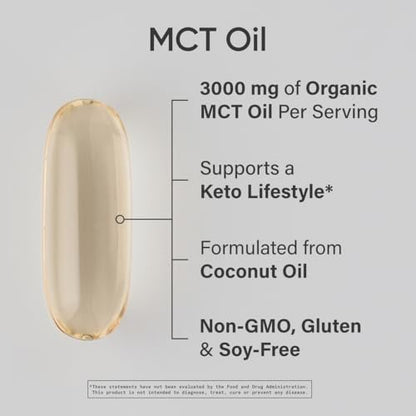 Sports Research MCT Öl Kapseln aus Kokosnussöl | Keto-Treibstoff für Gehirn & Körper | Hochpotent 3000 mg | Aus Non-GMO Kokosnüssen (120 Softgels)