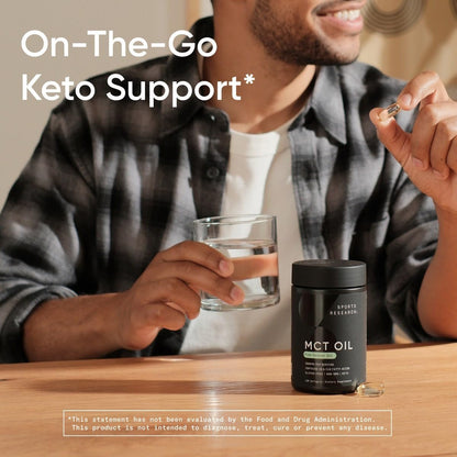 Sports Research MCT Öl Kapseln aus Kokosnussöl | Keto-Treibstoff für Gehirn & Körper | Hochpotent 3000 mg | Aus Non-GMO Kokosnüssen (120 Softgels)