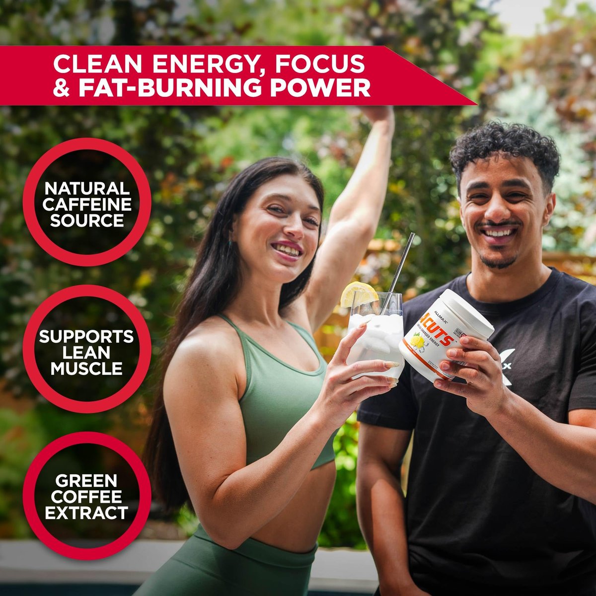 ALLMAX ACUTS Aminosäuren-Energiepulver, Blaue Himbeere, 30 Portionen, Koffein, Grüner Kaffee-Extrakt, 2000 mg Taurin, L-Carnitin, Zuckerfrei, Gluten- & Farbstofffrei