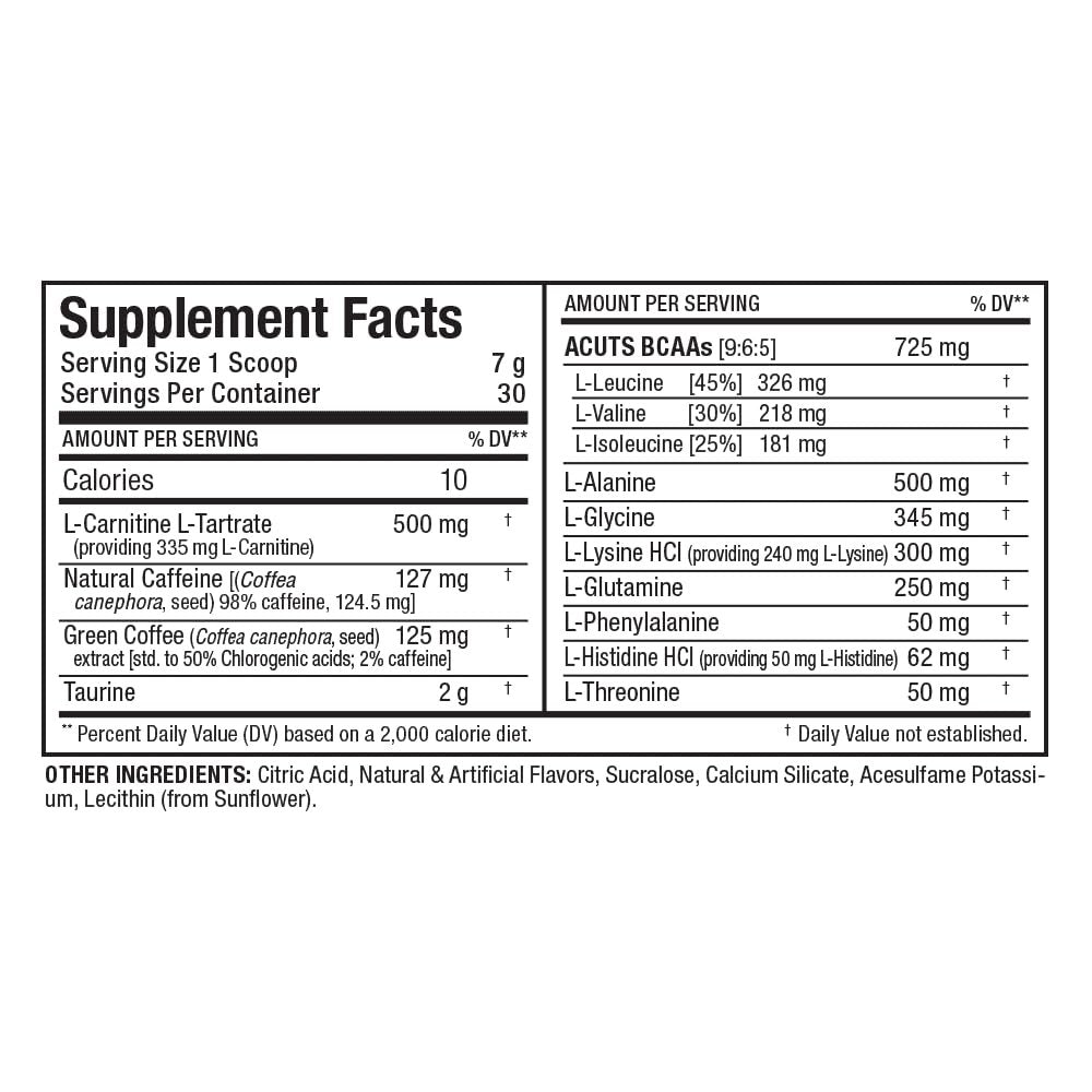 ALLMAX ACUTS Amino Energy Pulver – Aminosäuren mit Koffein, Grüner Kaffee-Extrakt, Taurin, L-Carnitin, Zuckerfrei, 30 Portionen, Pink Lemonade