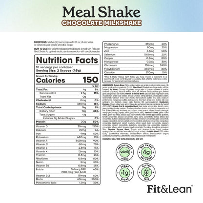 Fit & Lean Mahlzeiten-Shake, Fettverbrennender Mahlzeitenersatz, Protein, Ballaststoffe, Probiotika, Schokolade, 1 Pfund, 10 Portionen pro Behälter