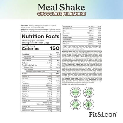 Fit & Lean Mahlzeiten-Shake, Fettverbrennender Mahlzeitenersatz, Protein, Ballaststoffe, Probiotika, Schokolade, 1 Pfund, 10 Portionen pro Behälter