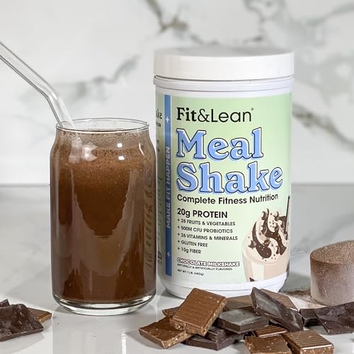 Fit & Lean Mahlzeiten-Shake, Fettverbrennender Mahlzeitenersatz, Protein, Ballaststoffe, Probiotika, Schokolade, 1 Pfund, 10 Portionen pro Behälter