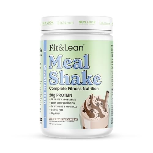 Fit & Lean Mahlzeiten-Shake, Fettverbrennender Mahlzeitenersatz, Protein, Ballaststoffe, Probiotika, Schokolade, 1 Pfund, 10 Portionen pro Behälter