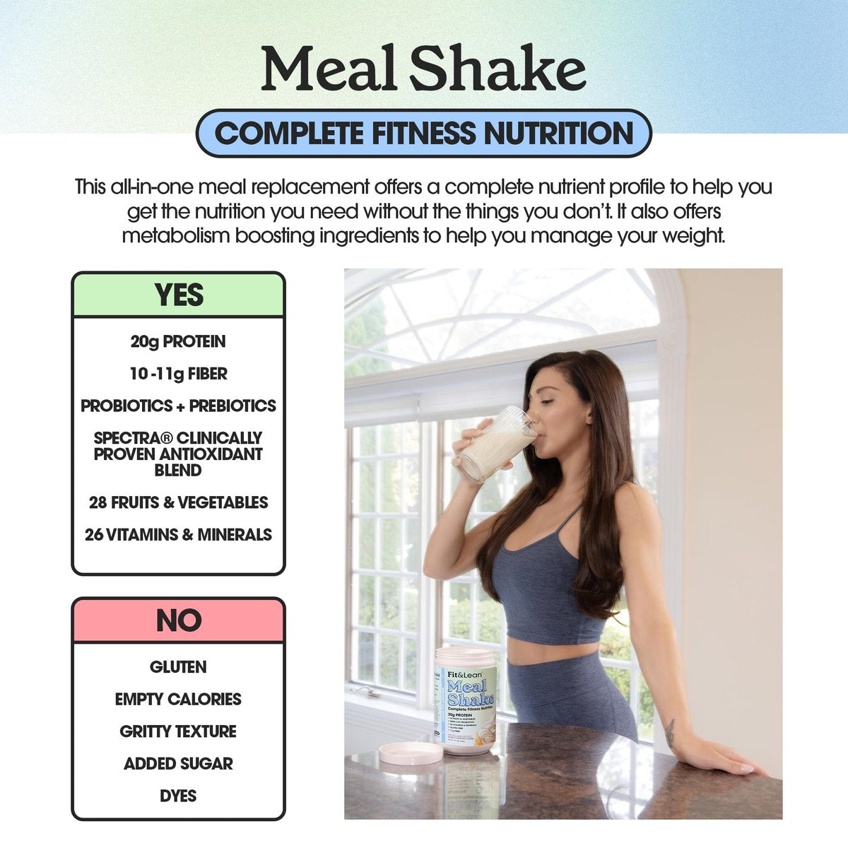 Fit & Lean Meal Shake – Mahlzeitenersatz zur Fettverbrennung mit Protein, Ballaststoffen, Probiotika und Bio-Obst & -Gemüse, Cookies & Cream, 454 g, 10 Portionen