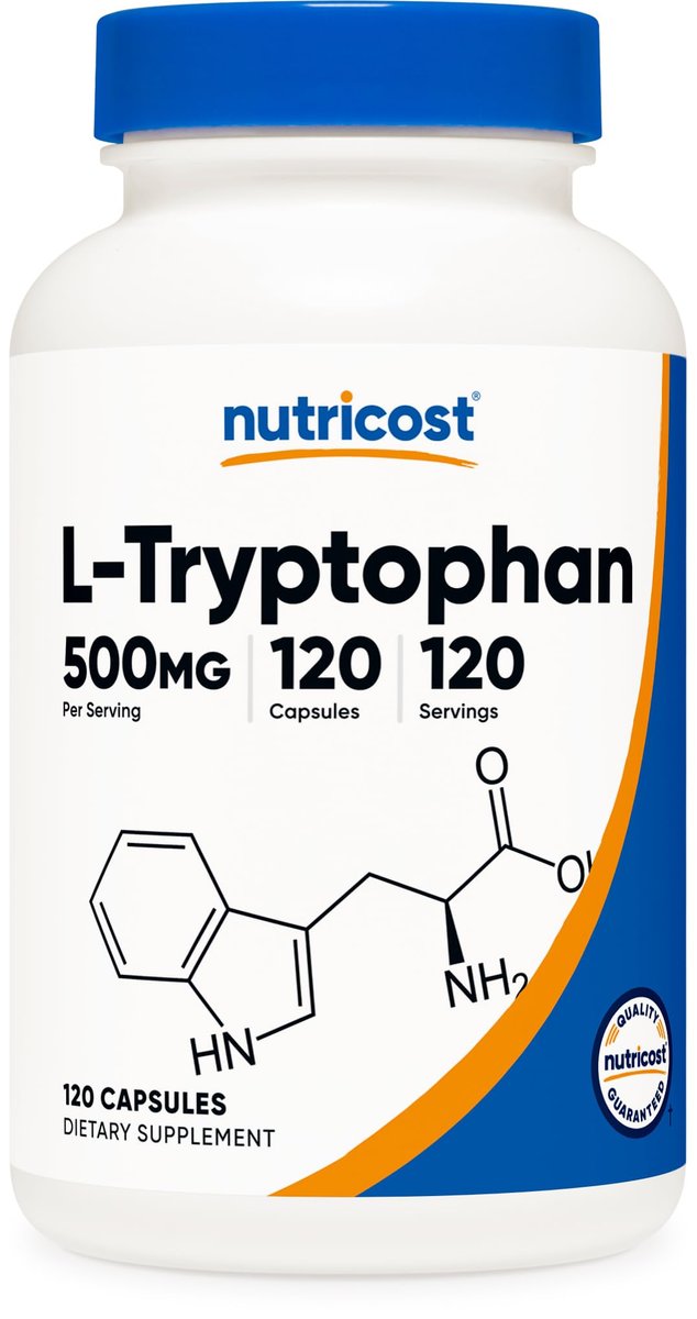 Nutricost L-Tryptophan 500mg, 120 Kapseln – mit BioPerin, glutenfrei, nicht-GVO