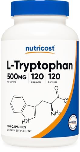Nutricost L-Tryptophan 500mg, 120 Kapseln – mit BioPerin, glutenfrei, nicht-GVO