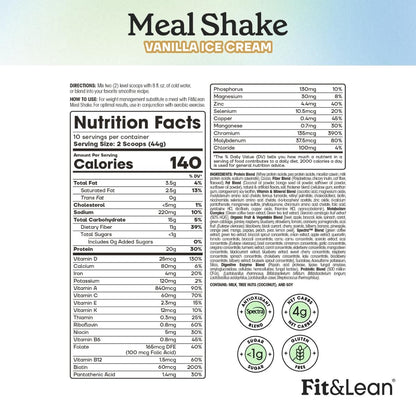 Fit & Lean Mahlzeit-Shake, fettverbrennender Mahlzeitenersatz mit Protein, Ballaststoffen, Probiotika, Vanille, 1 Pfund, 10 Portionen pro Behälter
