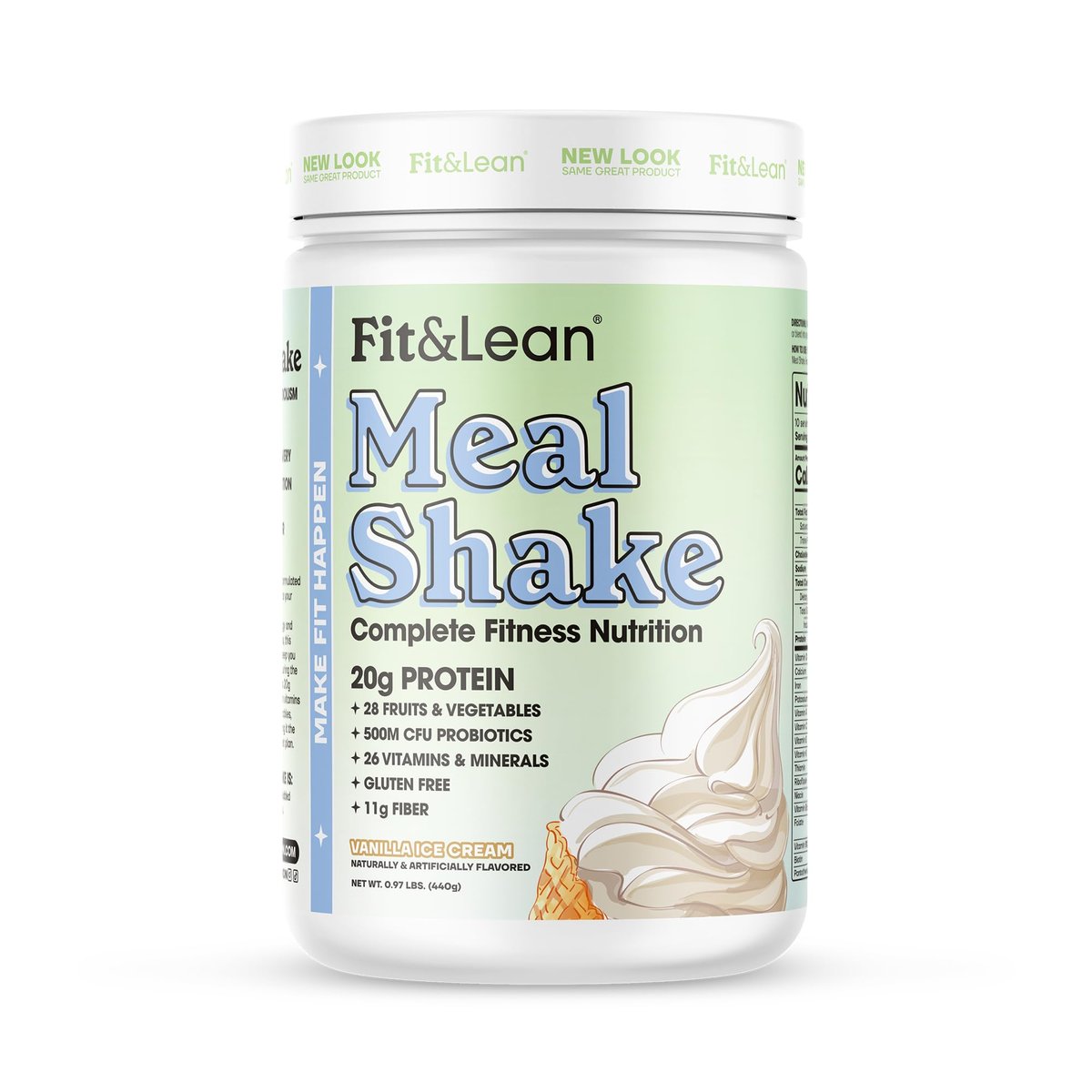 Fit & Lean Mahlzeit-Shake, fettverbrennender Mahlzeitenersatz mit Protein, Ballaststoffen, Probiotika, Vanille, 1 Pfund, 10 Portionen pro Behälter