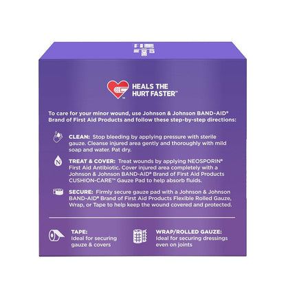 BAND-AID Cushion Care Sterile Gazekompressen – 25 Stück, 7,5 x 7,5 cm, für kleine Schnitte, Schürfwunden und Verbrennungen