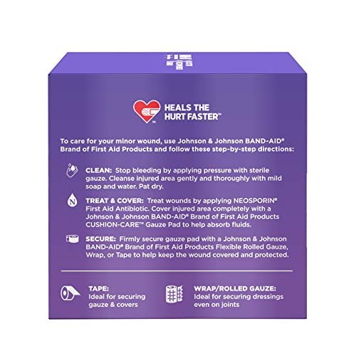 Band-Aid Saugfähige Polster-Wundauflagen, sterile quadratische Mullkompressen für Erste Hilfe bei kleinen Schnitten, Schürfwunden und Verbrennungen, nicht haftend, 5x5 cm, 3er-Pack