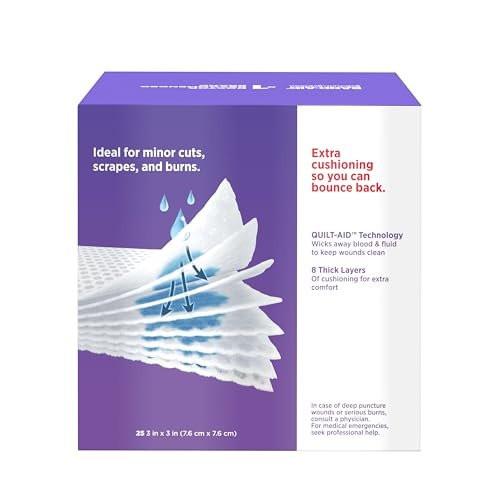 BAND-AID Cushion Care Sterile Gazekompressen – 25 Stück, 7,5 x 7,5 cm, für kleine Schnitte, Schürfwunden und Verbrennungen