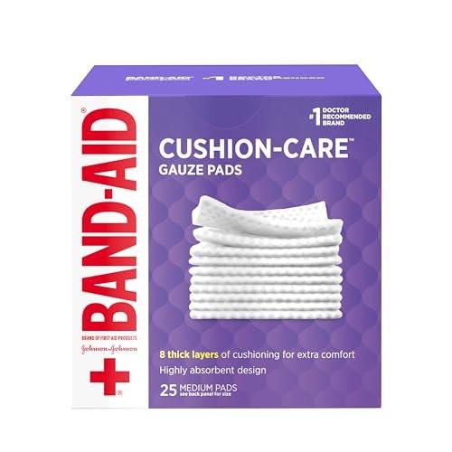 BAND-AID Cushion Care Sterile Gazekompressen – 25 Stück, 7,5 x 7,5 cm, für kleine Schnitte, Schürfwunden und Verbrennungen