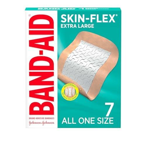 BAND-AID Brand Skin-Flex Wundpflaster für Erste Hilfe und Wundversorgung bei kleinen Schnittwunden, Schürfwunden und Verbrennungen, flexible sterile Pflaster für Finger und Knie, extragroß, alle eine Größe, 7 Stück