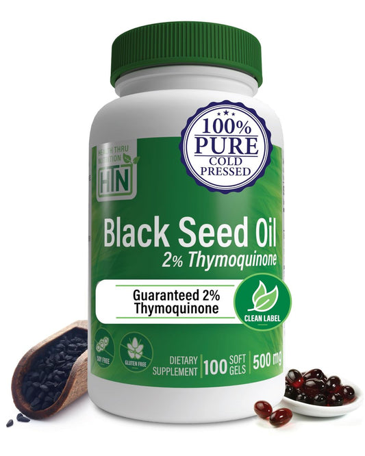 Schwarzkümmelöl 500mg – 100 Weichkapseln | Hochdosiert mit 2% Thymochinon | Kaltgepresst & Bio | Laborgeprüft, Nicht-GVO, Glutenfrei, Sojafrei