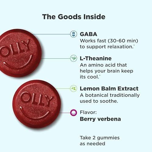 OLLY Goodbye Stress Gummibärchen - Stressabbau mit GABA, L-Theanin & Zitronenmelisse - 42 Stück