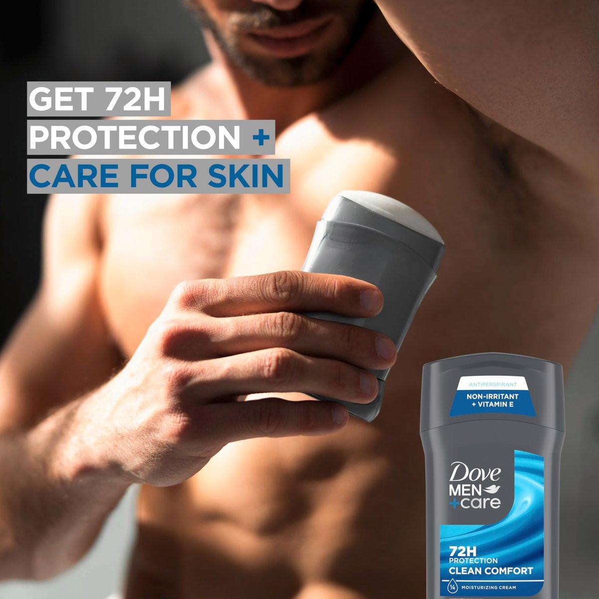 Dove Men+Care Antitranspirant Deodorant Stick 4er-Pack Clean Comfort 72h Schutz gegen Schweiß und Geruch mit 1/4 Feuchtigkeitscreme 2,7 oz