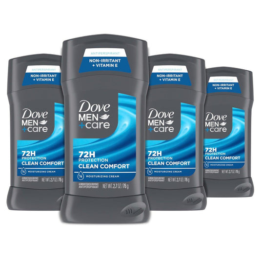 Dove Men+Care Antitranspirant Deodorant Stick 4er-Pack Clean Comfort 72h Schutz gegen Schweiß und Geruch mit 1/4 Feuchtigkeitscreme 2,7 oz