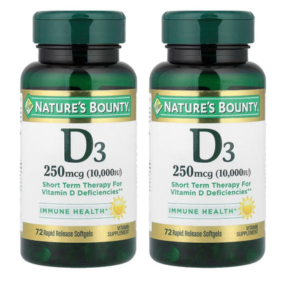 Nature's Bounty Ultra Strength D3-10.000 IE, 72 Weichkapseln (2er-Pack)