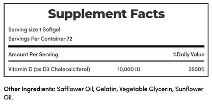 Nature's Bounty Ultra Strength D3-10.000 IE, 72 Weichkapseln (2er-Pack)