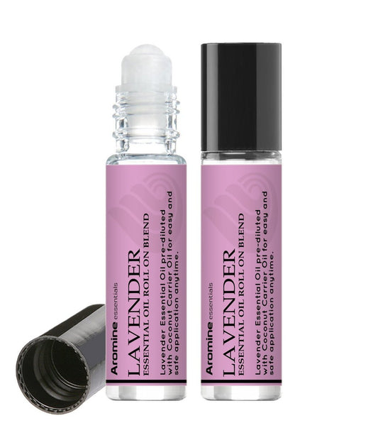 Lavendel Ätherisches Öl Roll-On, 2er Pack, 10 ml, vorgemischt, therapeutische Qualität, Aromatherapie