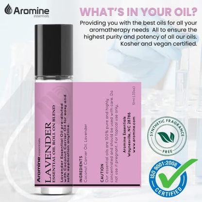 Lavendel Ätherisches Öl Roll-On, 2er Pack, 10 ml, vorgemischt, therapeutische Qualität, Aromatherapie