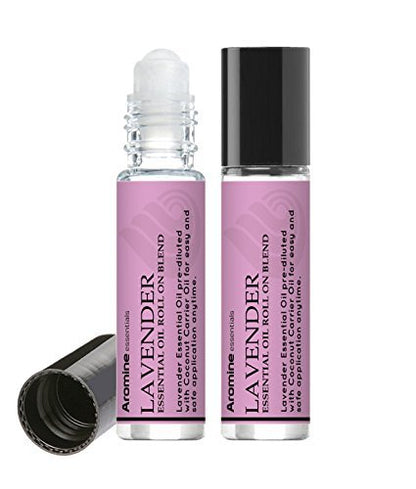 Lavendel Ätherisches Öl Roll-On, 2er Pack, 10 ml, vorgemischt, therapeutische Qualität, Aromatherapie