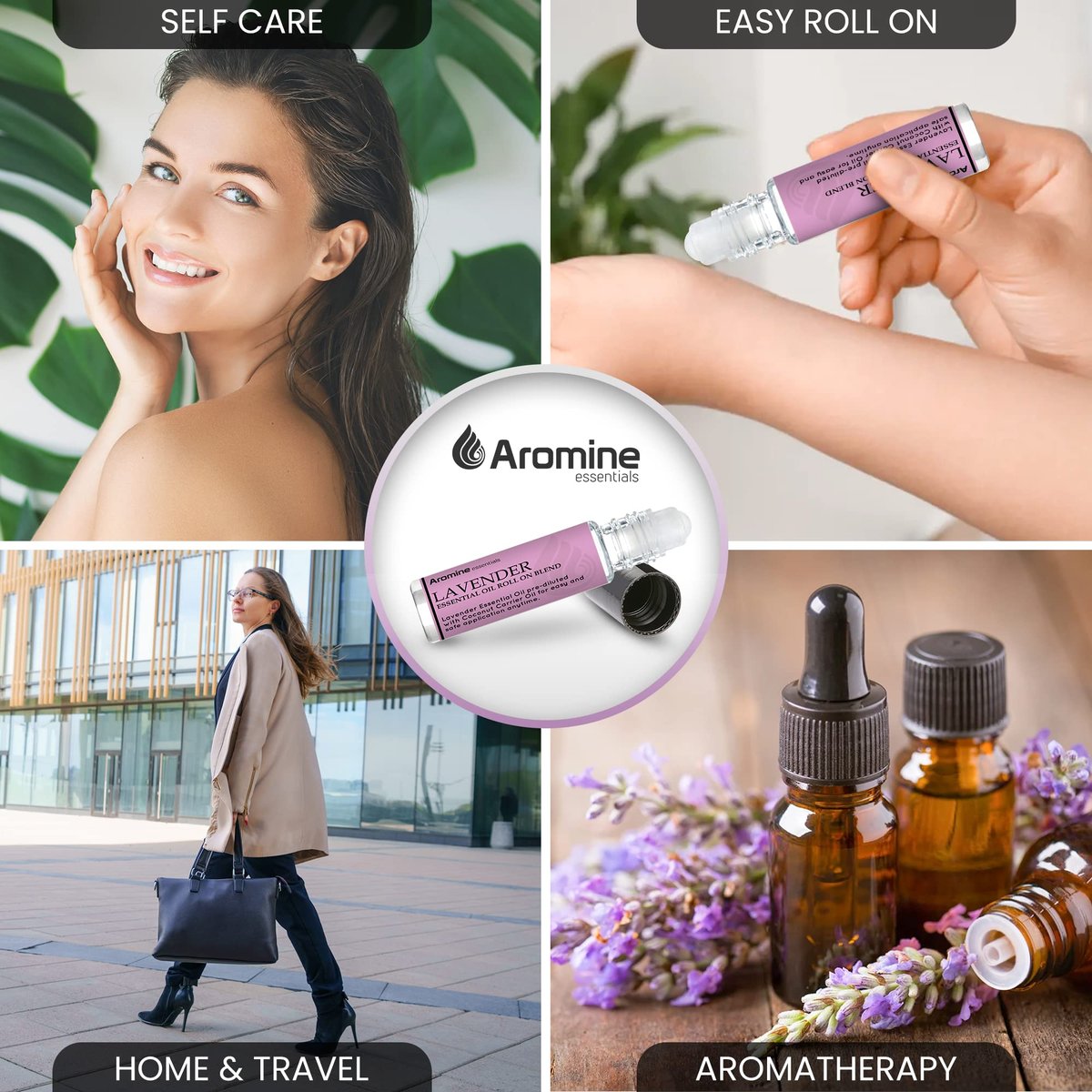 Lavendel Ätherisches Öl Roll-On, 2er Pack, 10 ml, vorgemischt, therapeutische Qualität, Aromatherapie