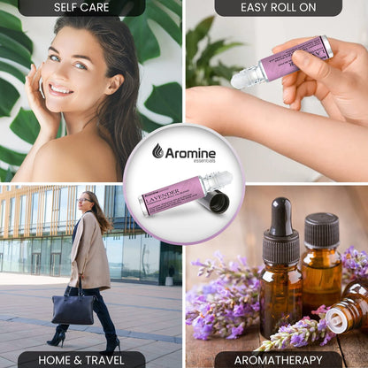 Lavendel Ätherisches Öl Roll-On, 2er Pack, 10 ml, vorgemischt, therapeutische Qualität, Aromatherapie