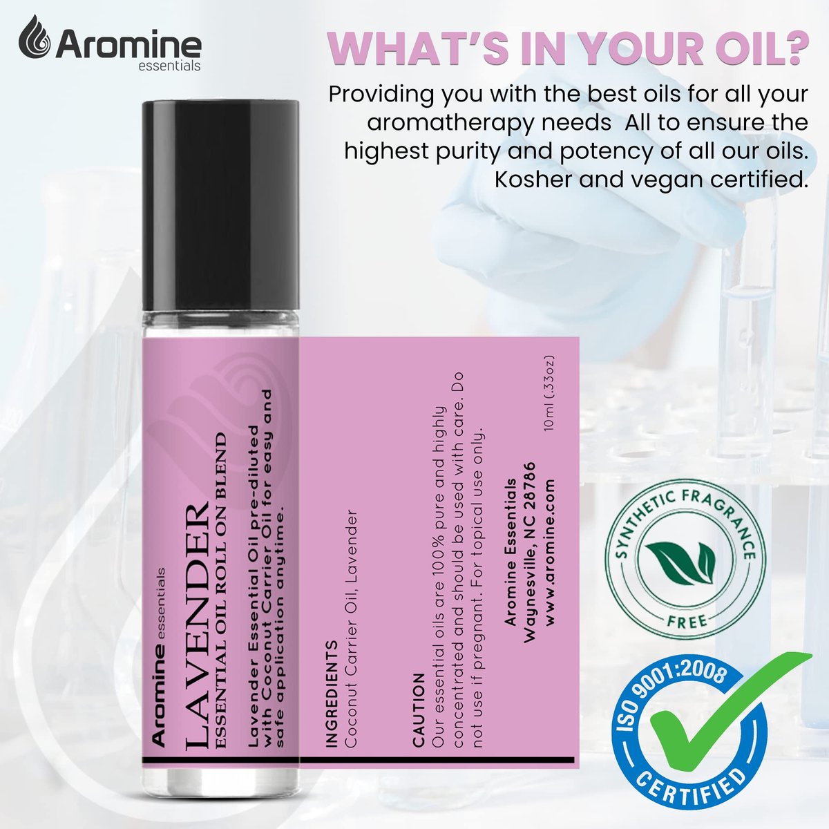 Lavendel Ätherisches Öl Roll-On, 2er Pack, 10 ml, vorgemischt, therapeutische Qualität, Aromatherapie