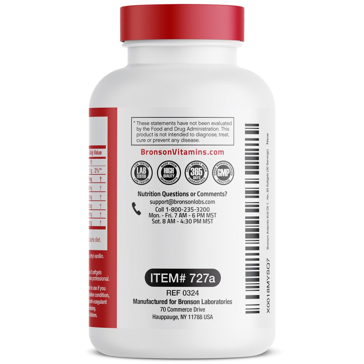 Bronson Antarktisches Krillöl 1000 mg mit Omega-3-Fettsäuren EPA, DHA, Astaxanthin und Phospholipiden – 60 Weichkapseln