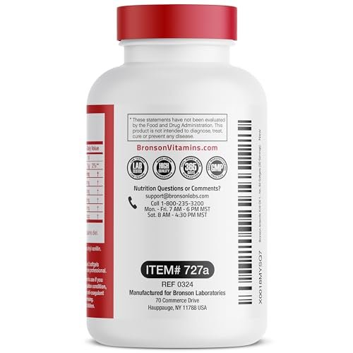 Bronson Antarktisches Krillöl 1000 mg mit Omega-3-Fettsäuren EPA, DHA, Astaxanthin und Phospholipiden – 60 Weichkapseln