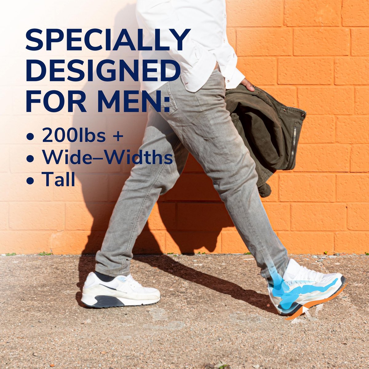 Dr. Scholl’s Extra Comfort Support Einlegesohlen für Herren, Größe 8-14, 1 Paar: Ganztägiger Komfort mit massierendem Gel für große & schwere Männer, 90 kg+, breite Füße - Fußgewölbestütze, zuschneidbar