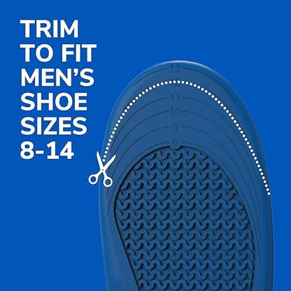 Dr. Scholl’s Extra Comfort Support Einlegesohlen für Herren, Größe 8-14, 1 Paar: Ganztägiger Komfort mit massierendem Gel für große & schwere Männer, 90 kg+, breite Füße - Fußgewölbestütze, zuschneidbar