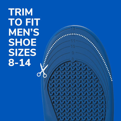 Dr. Scholl’s Extra Comfort Support Einlegesohlen für Herren, Größe 8-14, 1 Paar: Ganztägiger Komfort mit massierendem Gel für große & schwere Männer, 90 kg+, breite Füße - Fußgewölbestütze, zuschneidbar