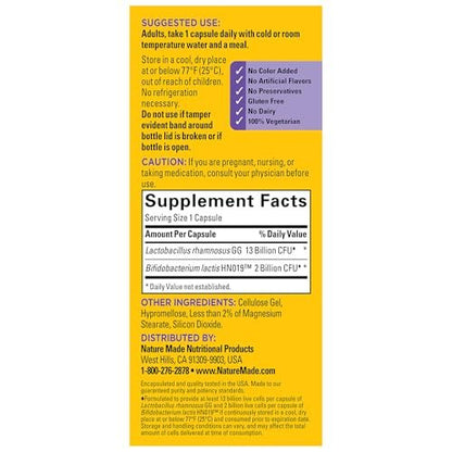 Nature Made Probiotika für die Verdauungsgesundheit Extra Strength 15 Milliarden KBE aus lebenden Kulturen, Probiotika für Frauen und Männer, 30 Probiotika-Kapseln, 30-Tage-Vorrat