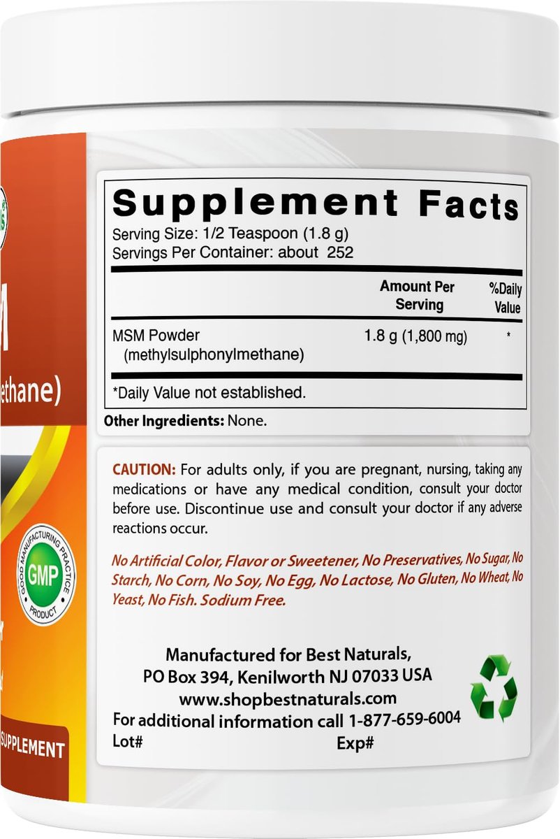 Best Naturals 100% Reines MSM Pulver, 450 g