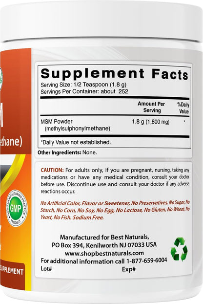 Best Naturals 100% Reines MSM Pulver, 450 g