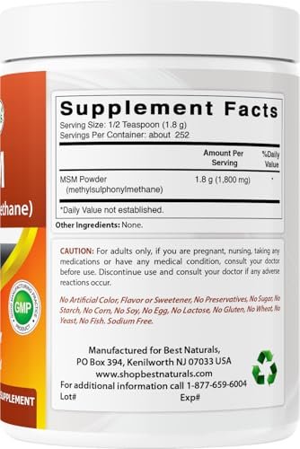 Best Naturals 100% Reines MSM Pulver, 450 g