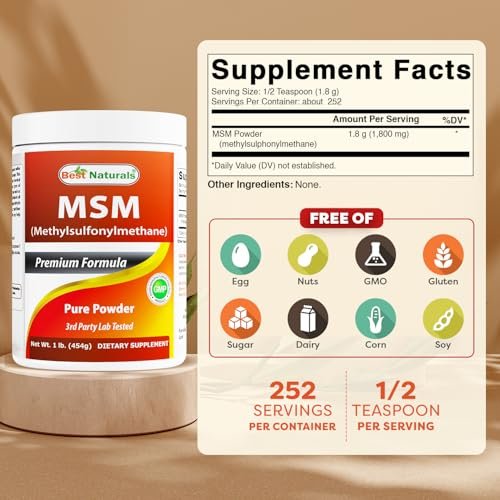 Best Naturals 100% Reines MSM Pulver, 450 g