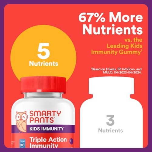 SmartyPants Kids Immunity Holunder Gummis – Immunsystem für Kinder mit Vitamin C, D, B6, B12 und Zink – 60 Stück (30 Tage Vorrat)