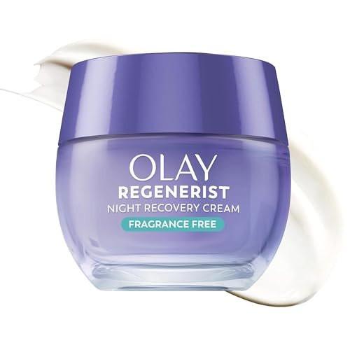 Olay Nachtcreme für das Gesicht, Anti-Aging Feuchtigkeitscreme für Frauen – Duftfreie Hautpflege, Anti-Falten, Peeling, glättet die Textur – Triple Collagen Cream, Niacinamid, Pro-Vitamin B5, 1,7 Unzen