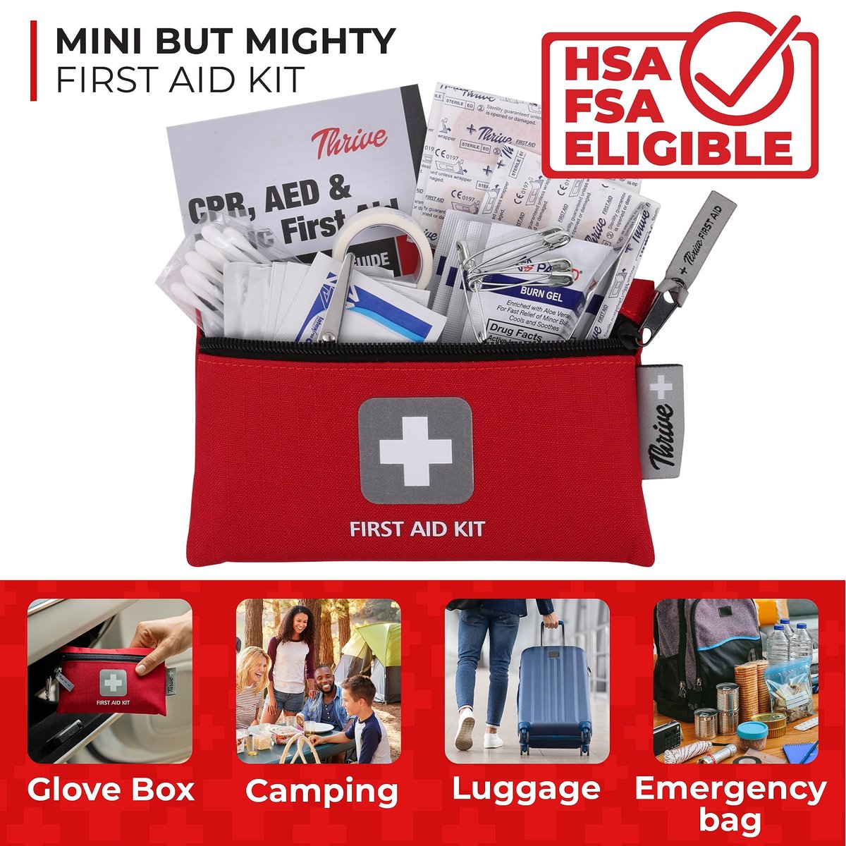 Thrive Mini Erste-Hilfe-Set – Wasserdichtes Reise-Notfallset mit 66 Teilen für Zuhause, Camping & Outdoor