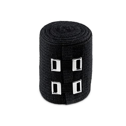 ACE 4-Zoll elastische Bandage mit Clips, Schwarz, ideal für Bein, Schulter und mehr, 1 Stück
